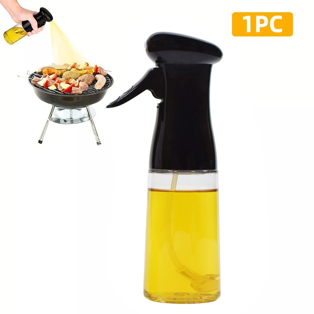 Oliesprøjte til madlavning, fødevaregodkendt olivenoliesprøjte  , 210ml premium olieflaske, der er meget brugt til airfryer bbq bagning camping: 1pc sorte