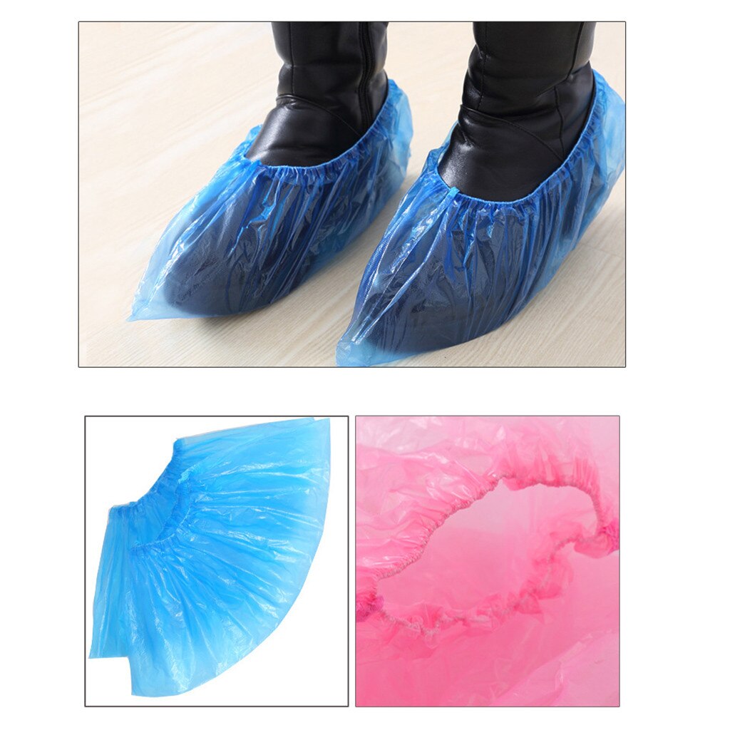 100PCS Disposable Plastic Thick Outdoor waterproof Carpet Cleaning Shoe Cover Non-slip Indoor Homes Overshoes