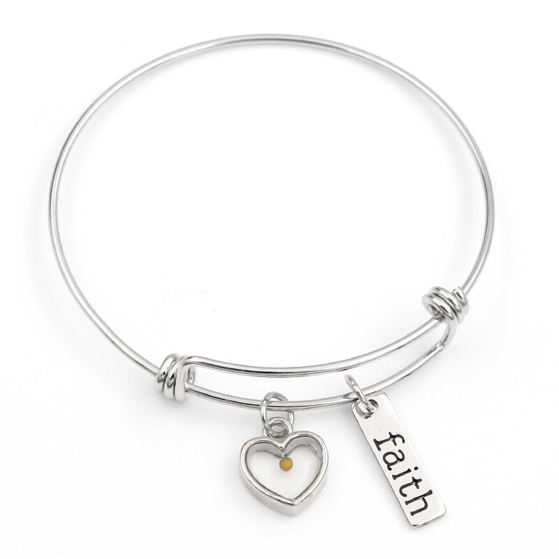 Villwice Real Mosterd Zaad Bangle Armbanden Geloof Zo Klein Als Een Mosterdzaad Sieraden Voor Christian Inspirational: DZSZ-004