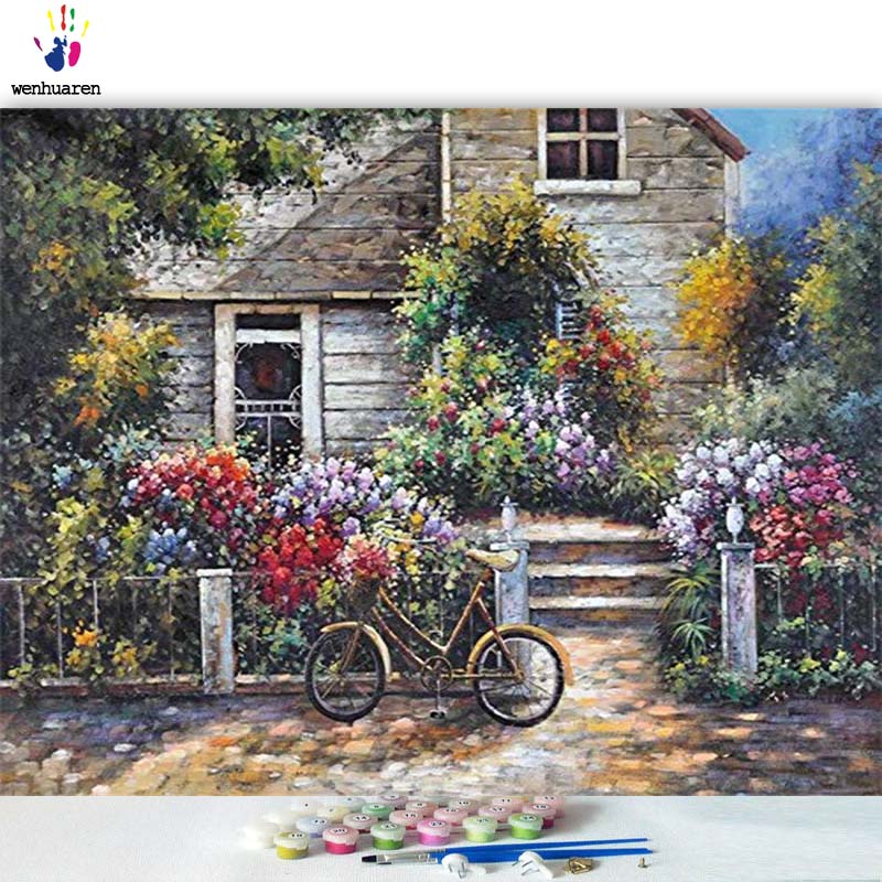 DIY colorings pictures by numbers with colors Beautiful house picture drawing painting by numbers framed Home: 100699 / 30x45 no frame