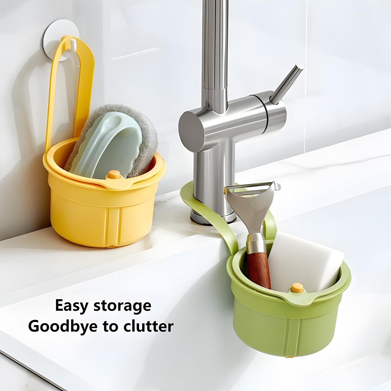 Colador de fregadero colgante para cocina, cesta, filtro de residuos de alimentos, escurridor plegable con mango para utensilios para lavar platos