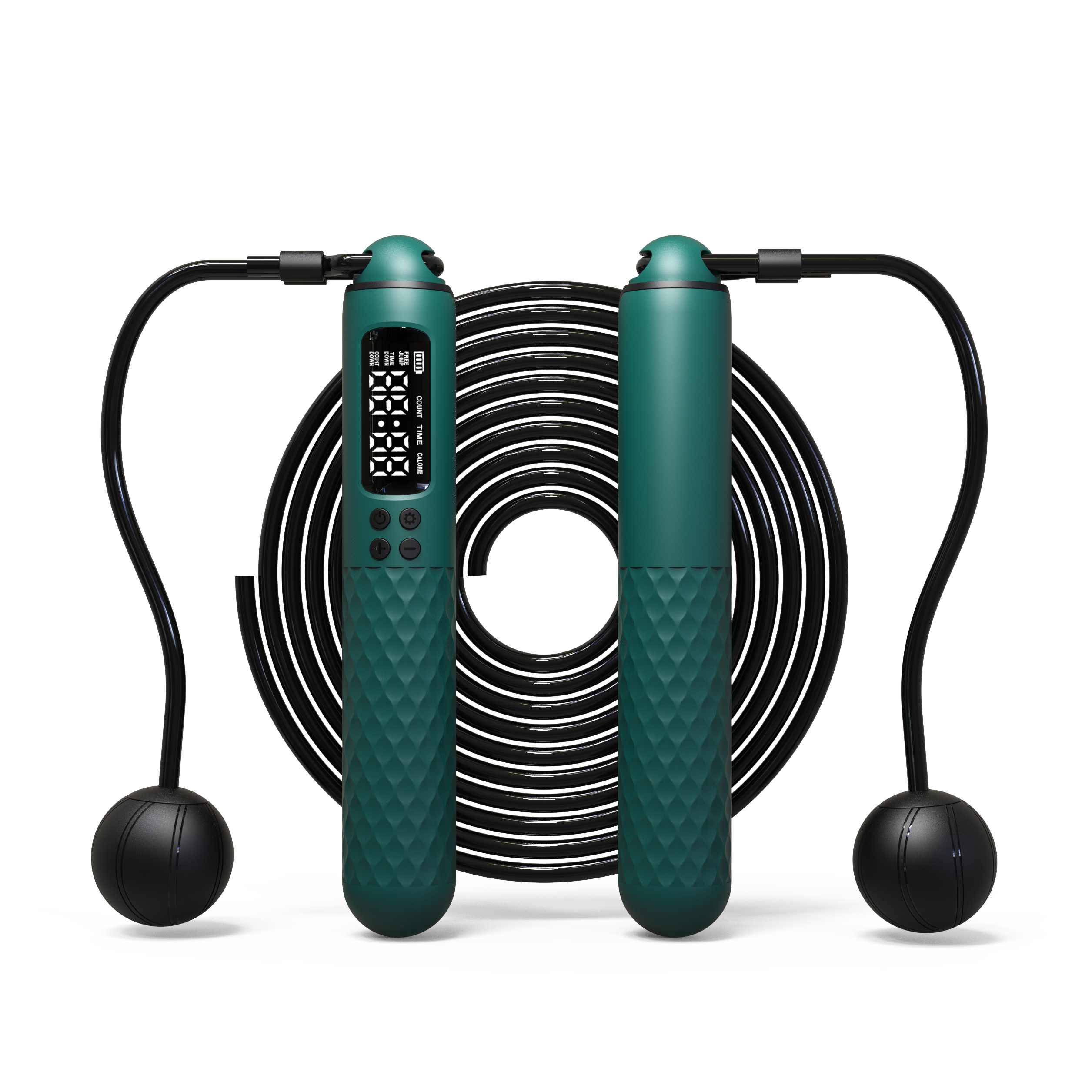 Neue wiederaufladbare USB-Springseil mit elektronischer Technologie, Drahtseil, verstellbarer Springseil-Trainer, digitaler drahtloser Kalorienzähler: green