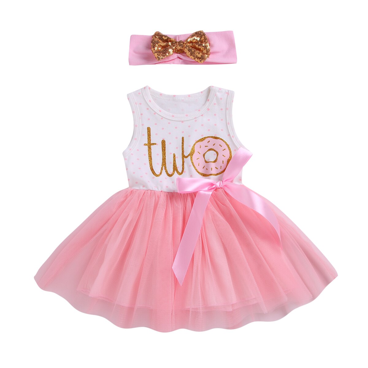 Citgeett 1st/2nd/3rd Geburtstag Baby Mädchen Donut Polka Dot Tüll Tutu Prinzessin Party Kleid Geburtstag 2 stücke