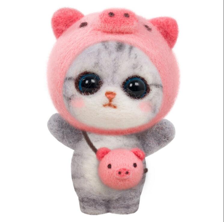 PUSSYCAT. wool needlepoint kit wool felt needle felting decoration craft needlecraft DIY ha