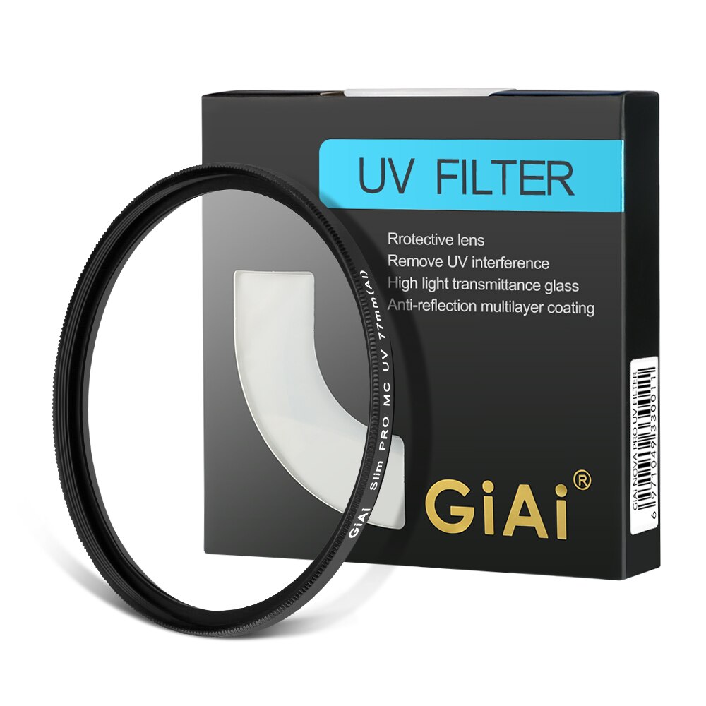 GiAi-filtro UV ultradelgado, Protector de lente de cámara con revestimiento de 18 capas, 77mm, 72mm, 67mm, 62mm, 58mm, 55mm, 52mm, para Nikon, Canon y Sony