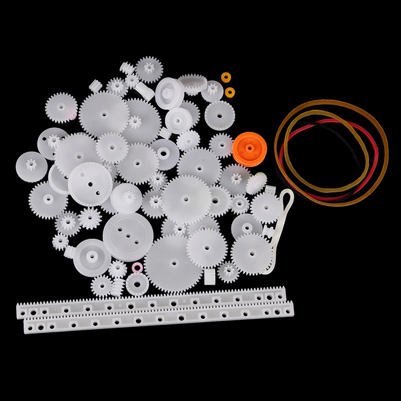 75PCS/set Plastic Gear Rack Pulley Belt Worm Gear Single-and Double-Gear Teeth for Toy Car DIY Kits