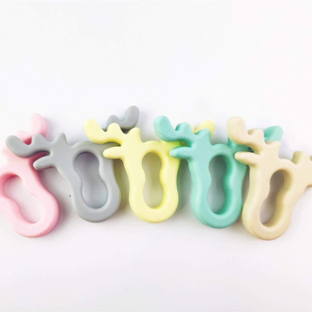 Herten Bijtring Siliconen Moose Hoofd Bijtring Baby Kinderziektes Speelgoed Food Grade Silicone Chewable Hanger Tandjes Verpleging Accessoire Showe