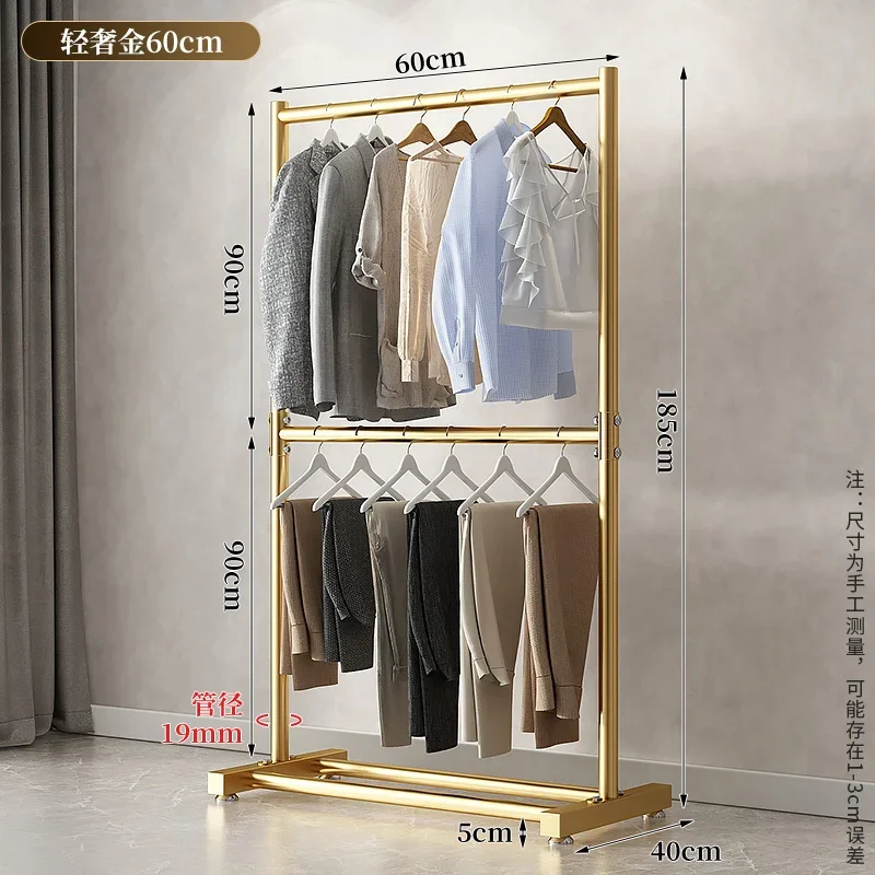 Rack de roupas para sala de estar, cabide de chão, organizador de armário moderno, prateleiras multifuncionais com gancho, casa: Dourado