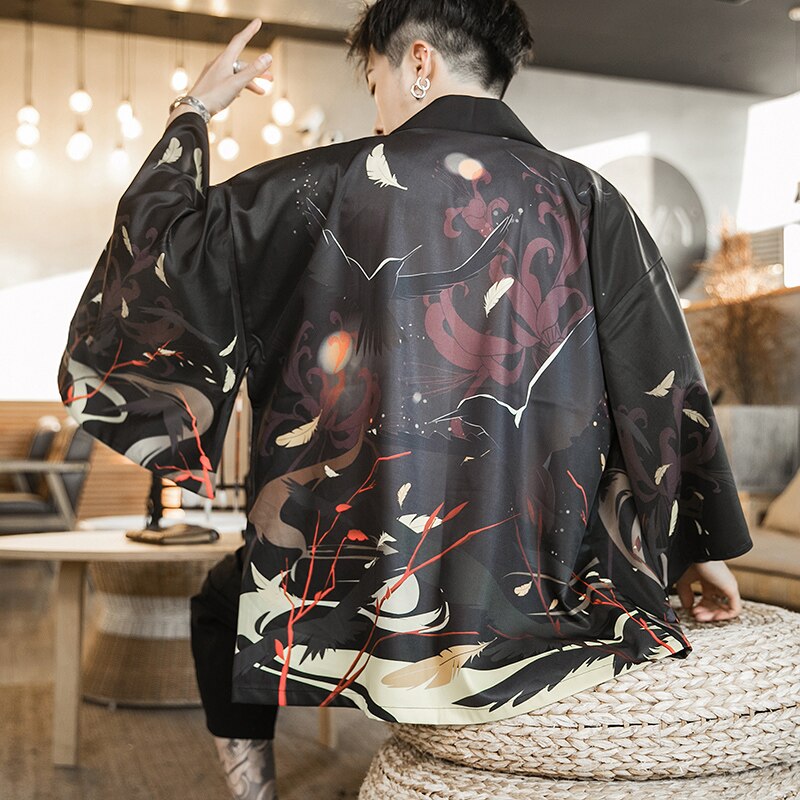 Japanse Kimono Man Yukata Haori Vest Mannen Samurai Kleding Kimono Jas Heren Kimono Streetwear Mannen Japanse Blouse Shirt