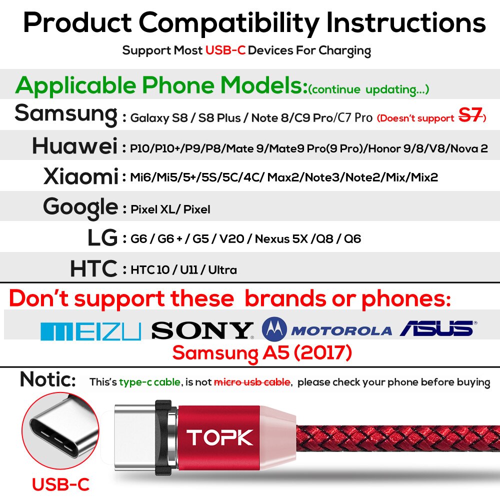 Topk Magnetische Usb-kabel Magneet Recharge Usb Type C Kabel Micro Usb Voor Samsung S9 S10 Xiaomi Redmi Note Pro android Telefoon Kabel