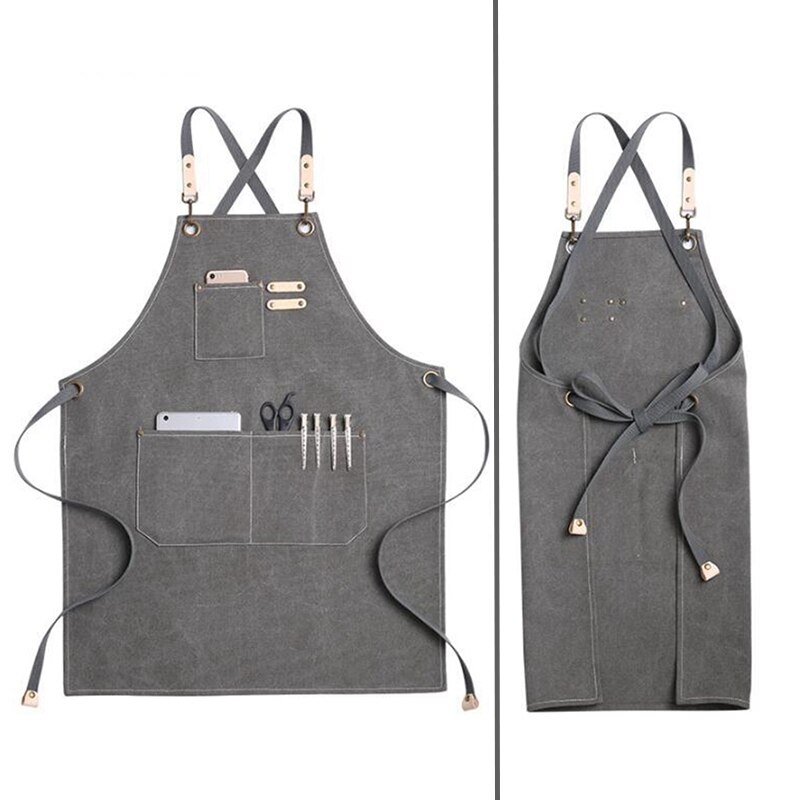 Barber Canvas Cook Apron Barista Bartender Chef Hairdressing Apron Catering Uniform Work Wear Anti-Dirty Overalls