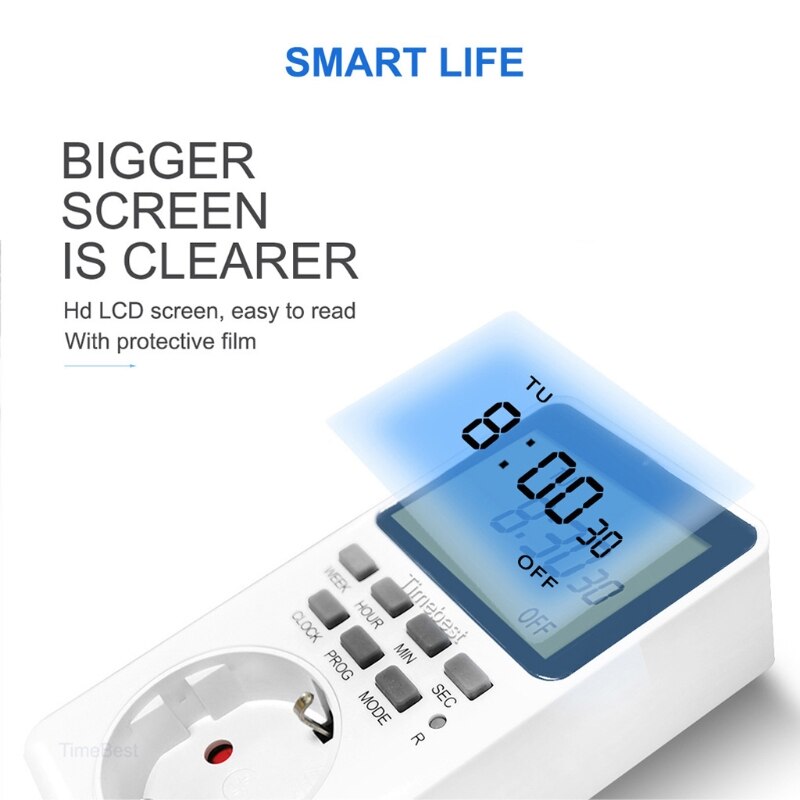 Outlet Timer, Digital Programmable Timer，Heavy Duty Smart Indoor Timer for Electric Outlets EU US UK Plug Wall Timer