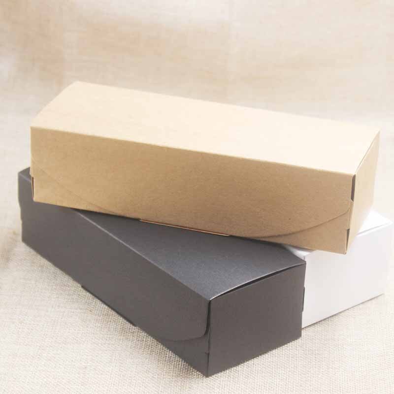 5PCS 19.2*7*5cm Deluxe Pure color paper box Kraft&black&white color Cake&Cookies&candy packageing boxes Festivals box