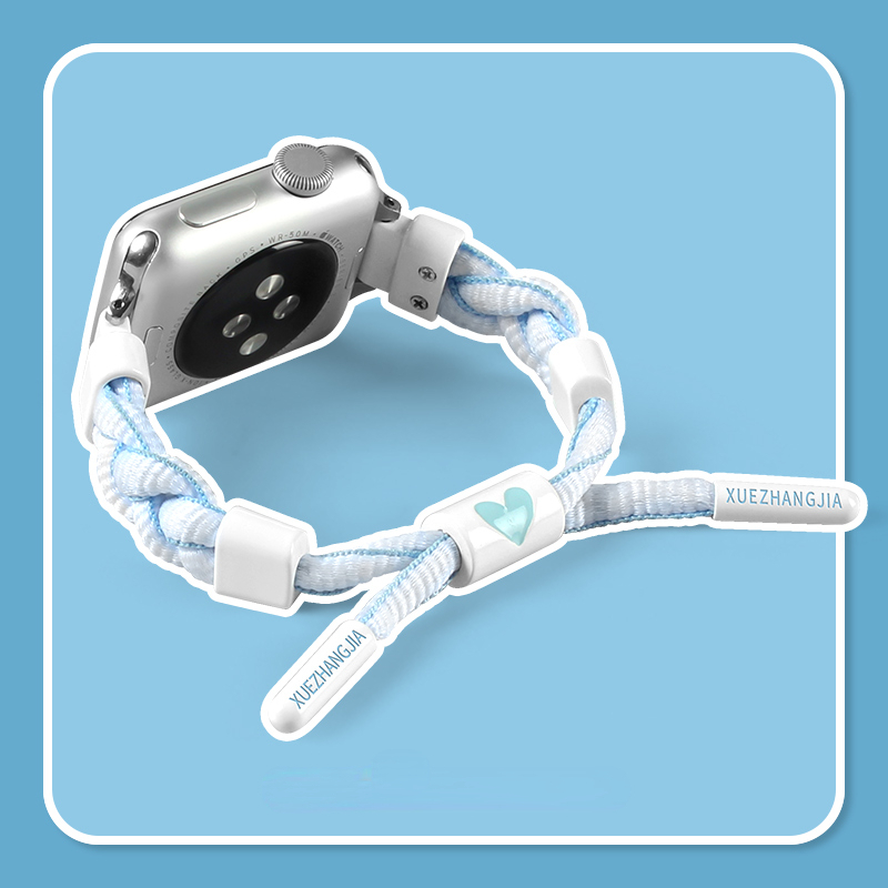 Nylonvevd rem til apple watch-reim sports 45mm 41mm 40mm 38mm løkke fargeblokkerende armbånd til iwatch 8 7 6 5 se klokkereim
