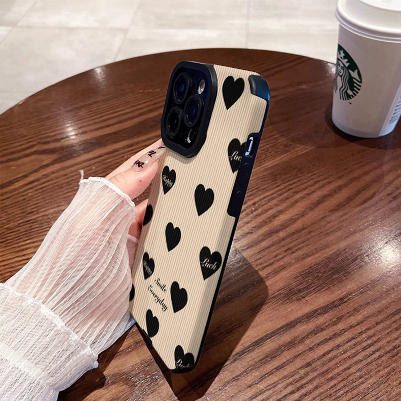 Funda de silicona con forma de corazón de amor Simple para iPhone 14 11 15 16 Pro Max Plus 12 13 Mini X XS XR 7 8, cubierta completa de cuero a prueba de golpes