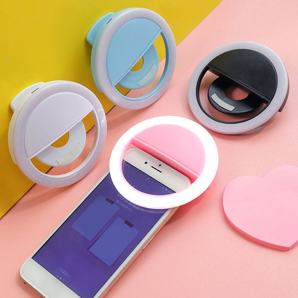 R2 do telefone móvel clipe de luz redonda selfie luz de preenchimento de carregamento usb selfie anel portátil led flash automático selfie luz de preenchimento