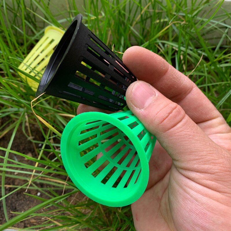 Maceta de red hidropónica de 45mm, cestas de alta resistencia para cultivo sin suelo, maceta de malla acuapónica, macetas de vivero de verduras orgánicas, 50 Uds.