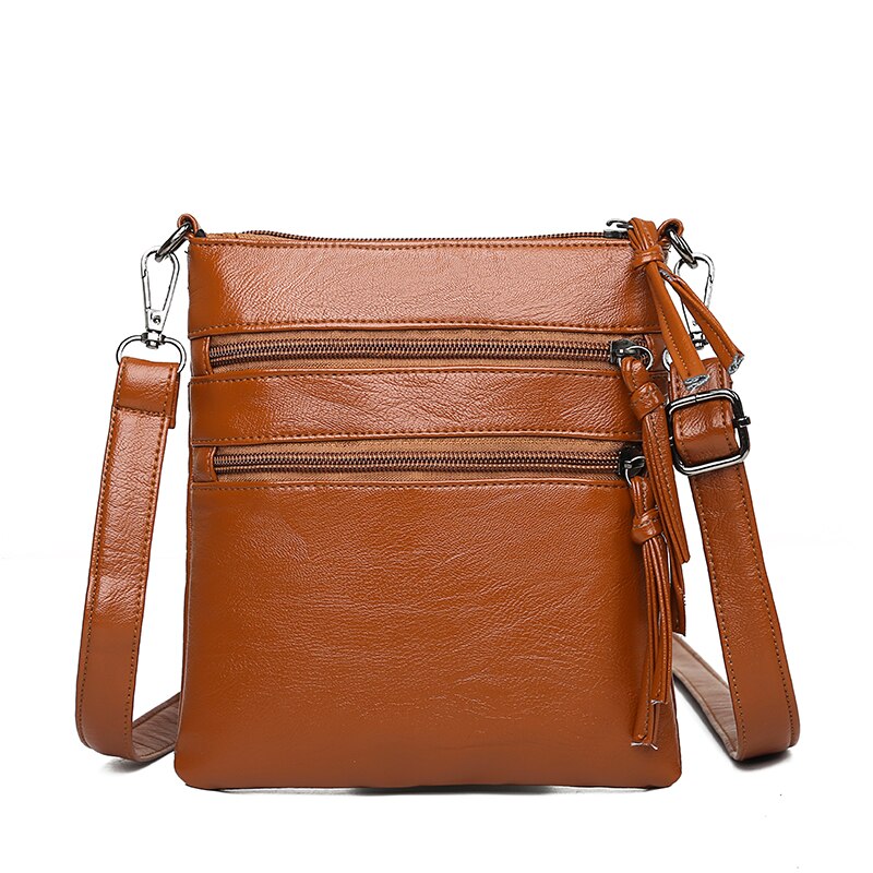 Vrouwen Kleine Schoudertas Pu Lederen Crossbody Tas Casual Vrouwen Multi-layer Messenger Bag Zachte Vrouwen Handtas Portemonnee rits Tote: brown