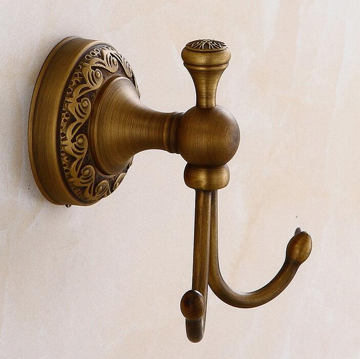 Accroche-peignoir en laiton Antique/noir | Crochets pour serviettes, cintre de bain, porte-manteau, crochet mural de porte, accessoires de salle de bains, décoration de la maison rétro 9108K: Antique