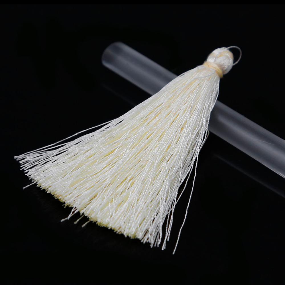 Franges en Imitation soie 2/10 pièces | Glands à suspendre, pointes de corde pour bricolage, porte-clés couture rideau accessoires pompon: Ivory 2pcs