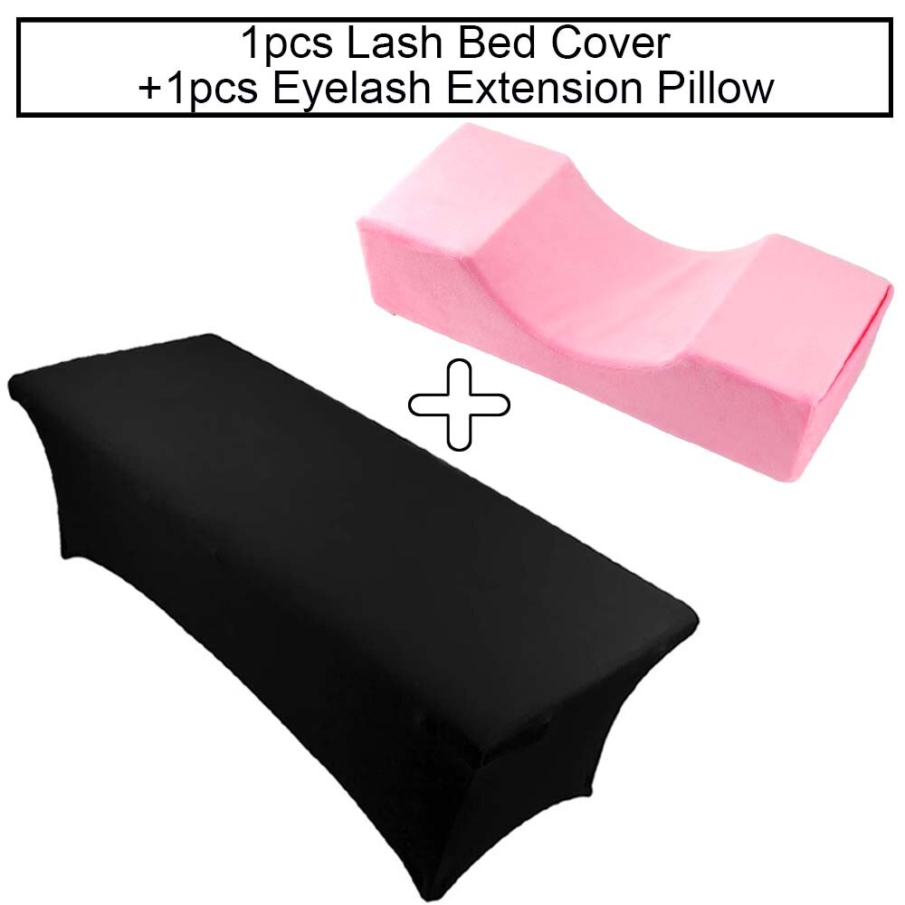Lash Bed Eyelash Couch Cover Sheet Pillow For Extension Makeup Salon Bed Grafting Eyelashes Lash Extension Supplies: Pink Set 2