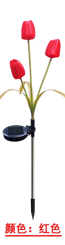 Solar LED Light Outdoor Tulip Rose Flower Lamp Landscape Garden Decor Lawn Lamp Waterproof Garden Lights Outdoor Solar Lights: black