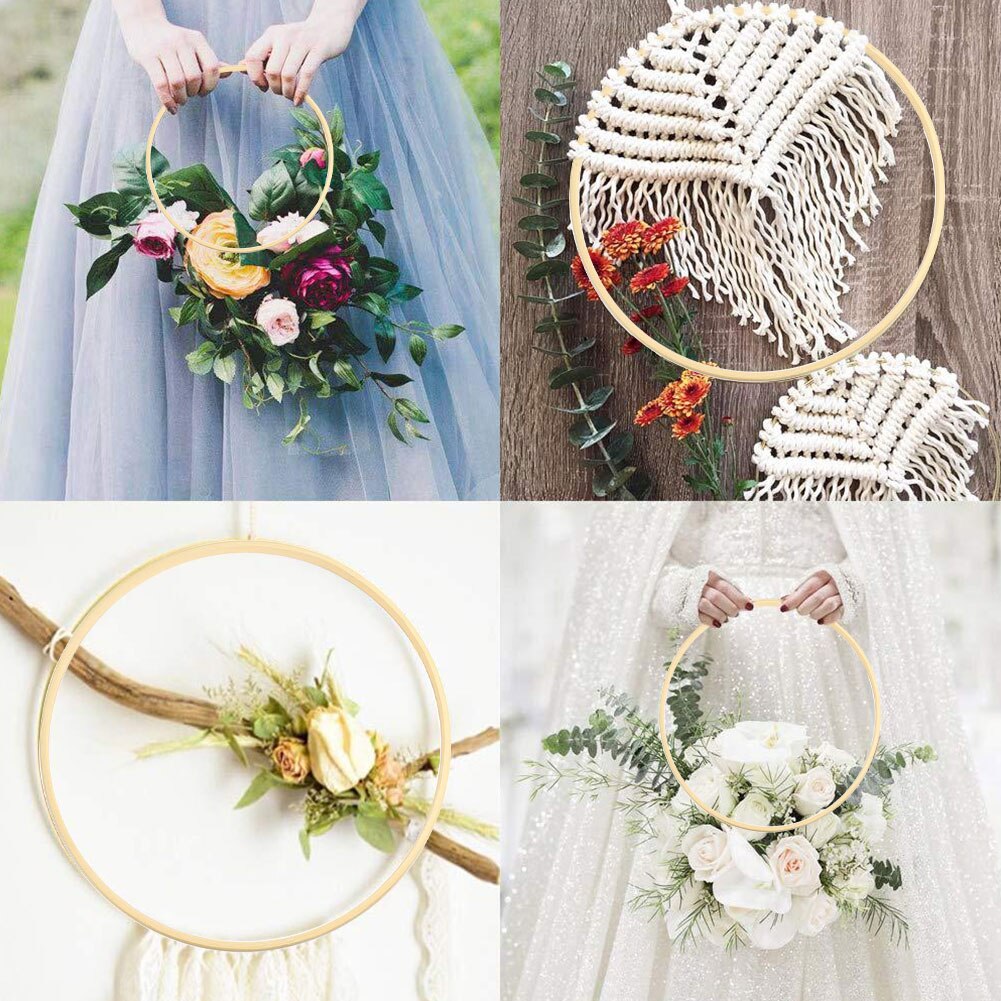 Ensemble de cerceaux en bois de 10 à 30cm, cercle artisanal en macramé, anneaux en bambou pour décoration de couronne de fleurs, attrape-rêve, artisanat d&#39;art