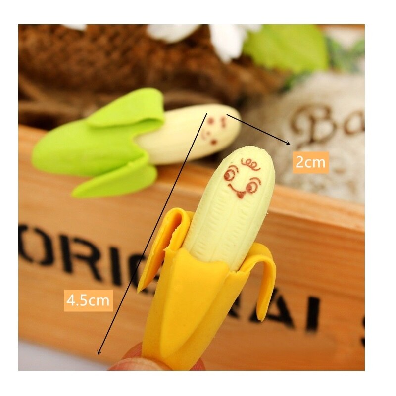 6pcs Banana Correction Rubber Eraser for Pencil Erasing Correcting Novelty Erasers Stationery Office School Student A6414