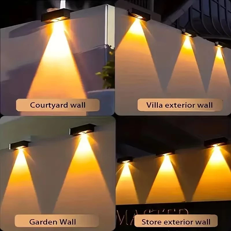 LED-wandlampen op zonne-energie Buiten draadloze lampen op zonne-energie IP65 Waterdicht zonne-heklicht Decoratief voor tuin Balkon Yard