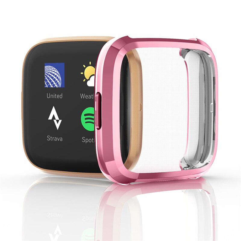 Fitbit versa 2 fodral plätering+tpu skydd silikonfodral helskärmsskydd för fitbit versa 2 fodral 61018: 3