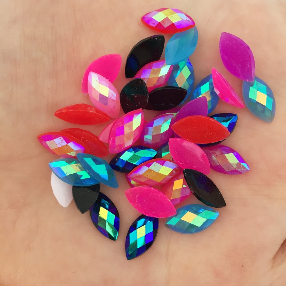 Shiny 200 Pcs Mix Ab Hars 6*12 Mm Paard Oog Rhiesestone Plaksteen Plakboek Ornamenten Diy Bruiloft Applique