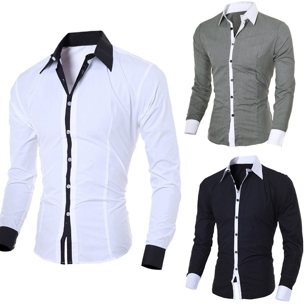 Camisa de manga larga ajustada para hombre, Camisa Masculina de , informal, a la , con botones
