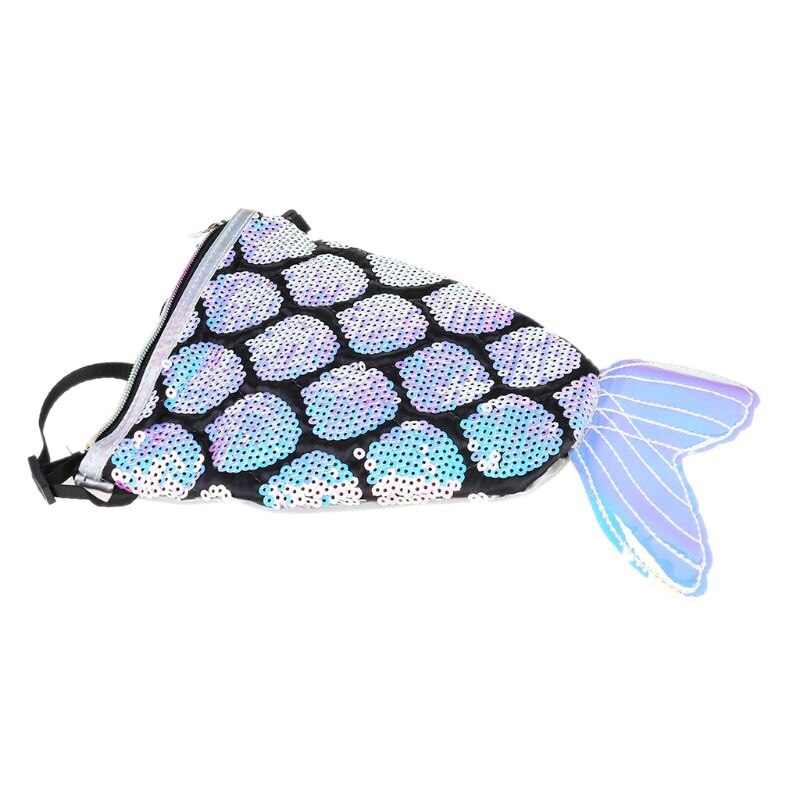 Sequins Hologram Fish Tail Coin Purse Mini Travel Crossbody Shoulder Bag for Women Girls LX9F
