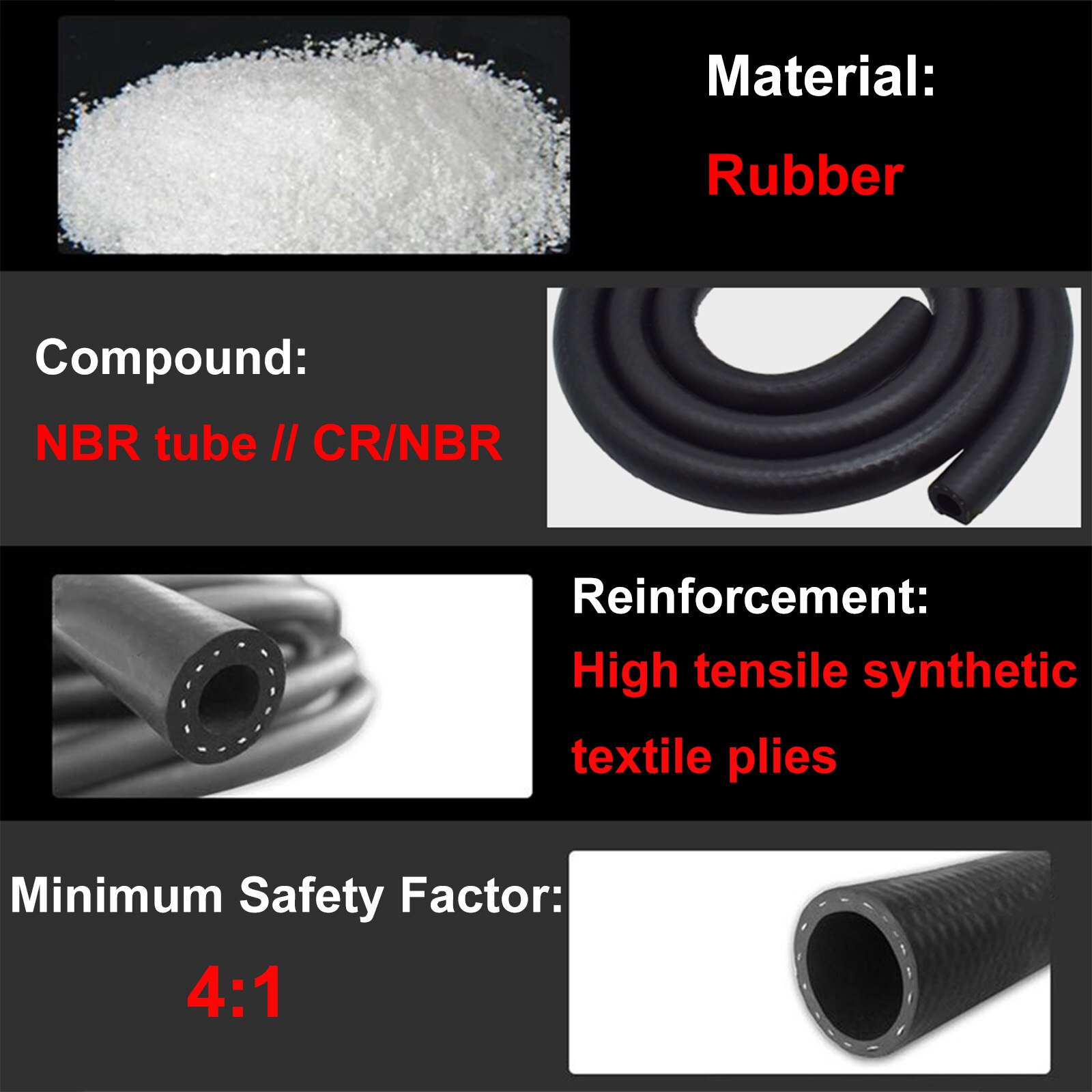 5mm 6mm 8mm 10mm Innen/10mm 11mm 13mm 15mm Außen Durchmesser auto Kraftstoff Schlauch Motor Anti-aging Gummi Luft Vakuum Öl Benzin Schlauch