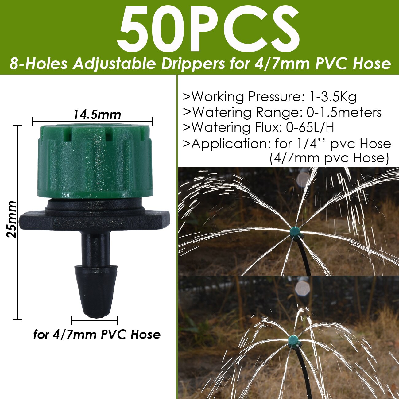 Ogród 4/7mm nawadniania kropelkowego Dripper obrotowy dysza rozpylać podlewanie zraszacz emitery dla 1/4w króciec robić węża złącza szklarnia: KSL01-249-50szt
