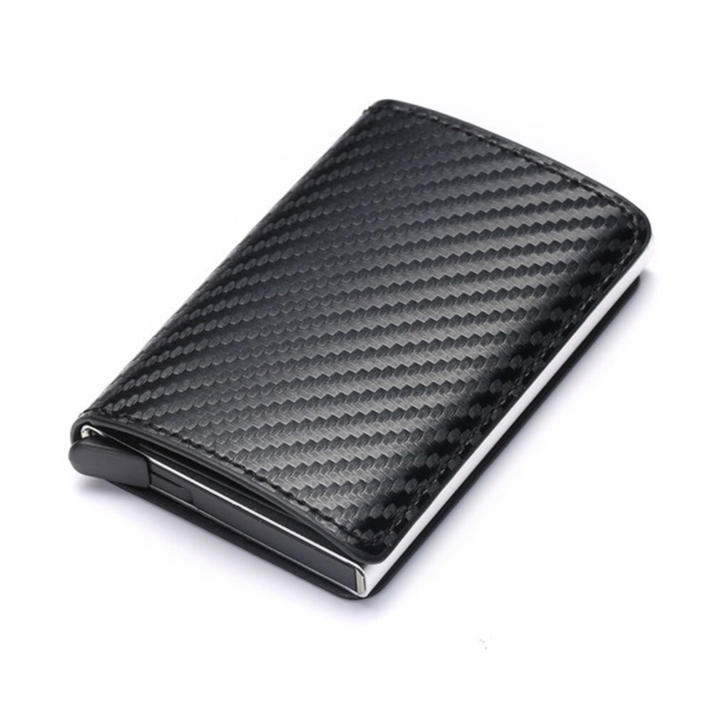 Tarjetero de cuero sintético para hombre y mujer, billetera de cuero sintético con caja de aluminio, Estilo Vintage, RFID,: Color 5