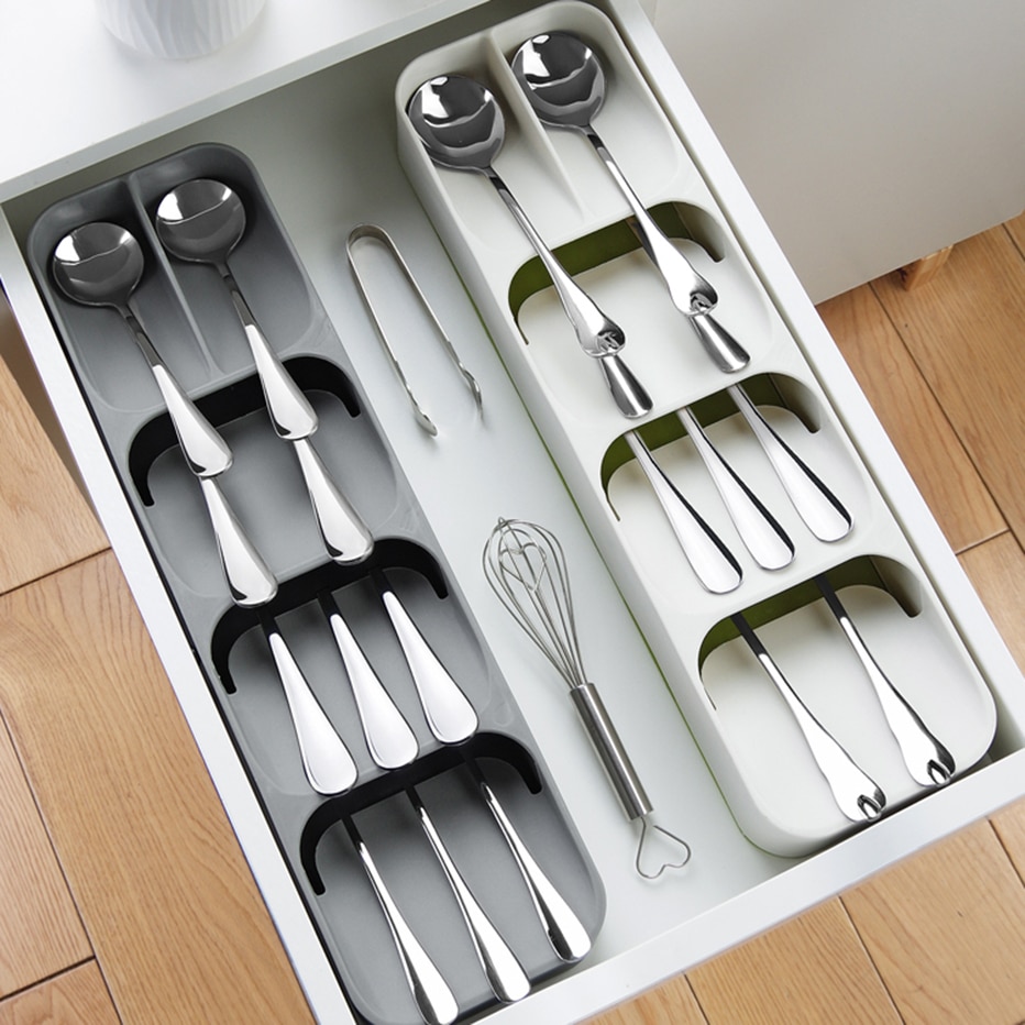 Khgdnor plastik knivblokholder skuffe knive gafler skeer opbevaringsstativ knivstativ skab bakke køkken kulteri organizer