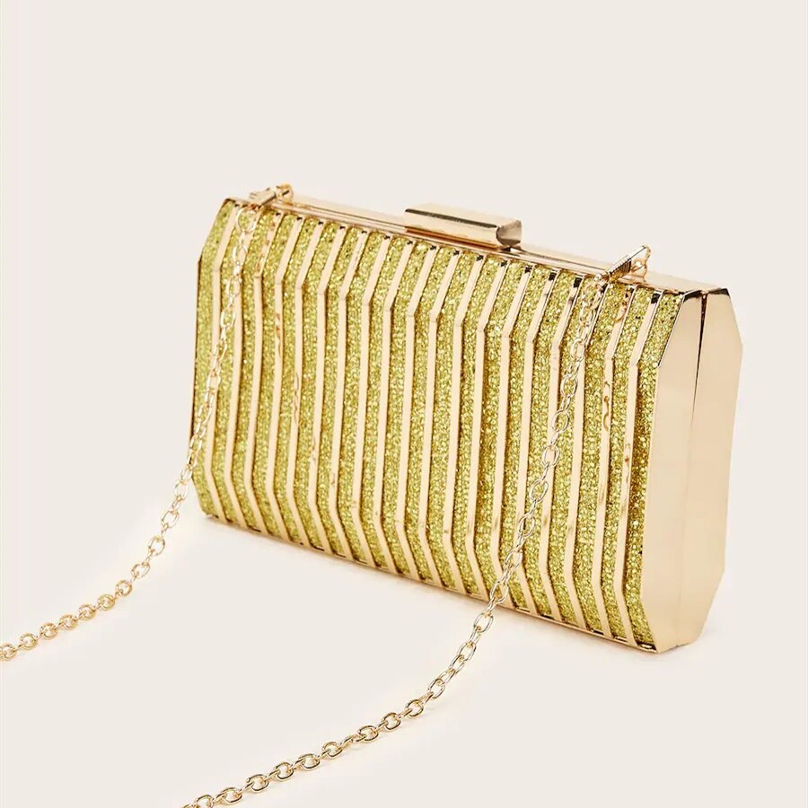 Bolso de mano dorado para mujer, bolsa de noche con jaula hueca, bolso de mano para boda, , baile de graduación