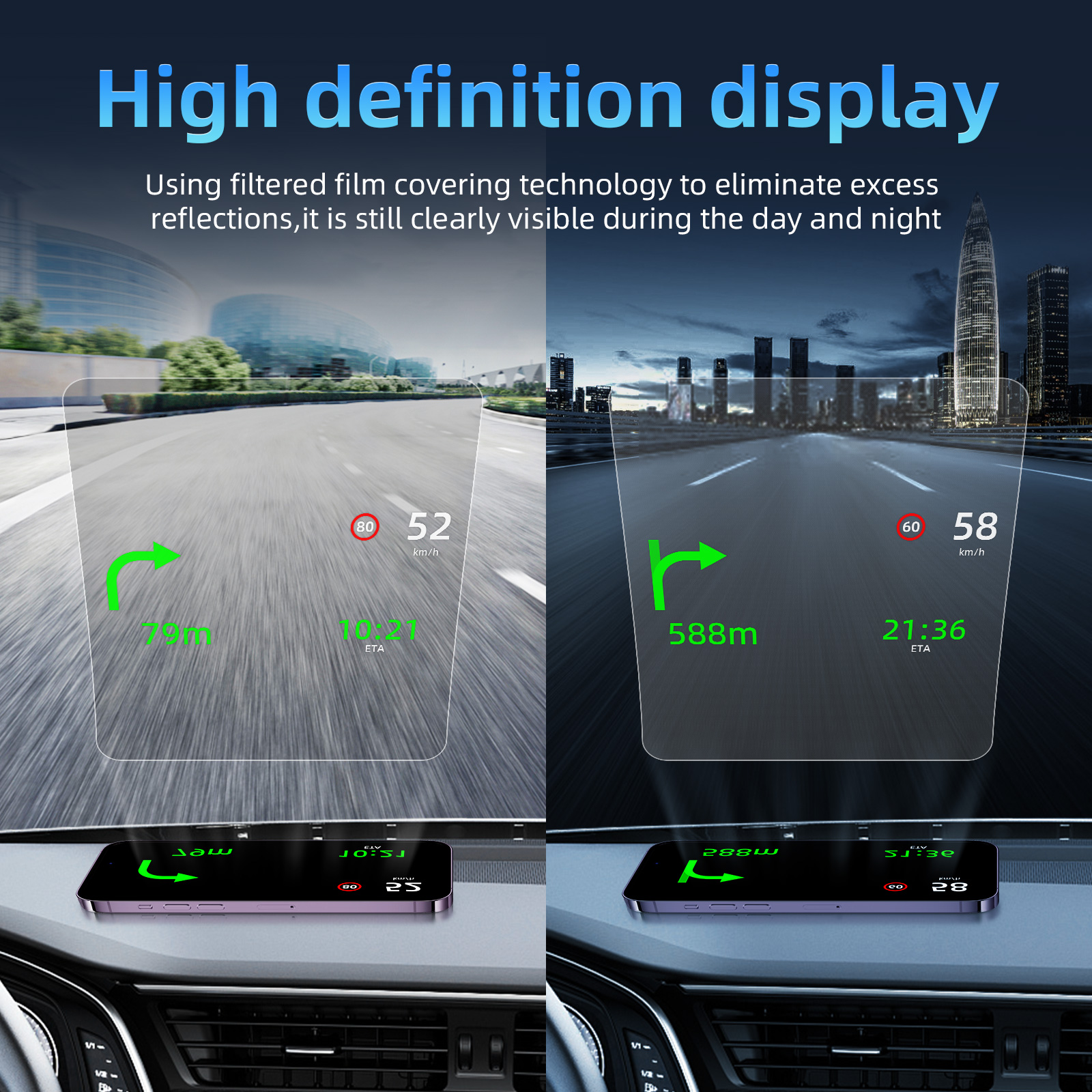 Película reflectante HUD para coche, sistema de visualización Head Up, película OBD II, consumo de combustible, pantalla de exceso de velocidad, accesorios para automóviles, película reflectante