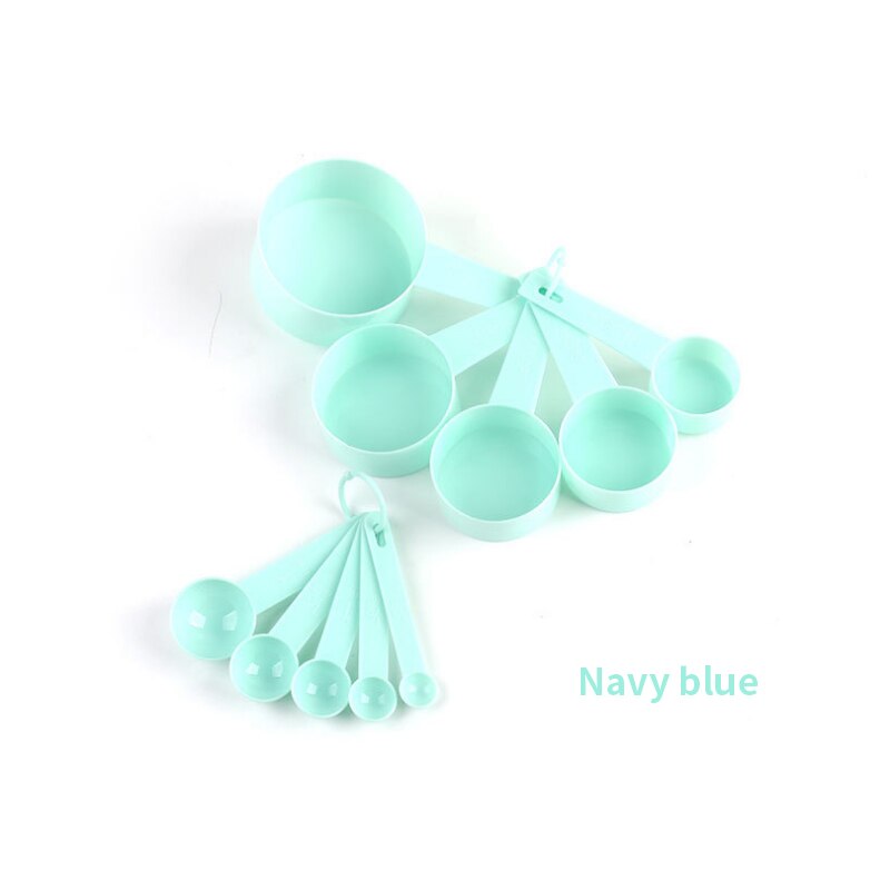 Meer Kleur 10 Stks/set Maatlepels Kleurrijke Plastic Maatregel Lepel/Cup Keuken Super Nuttig Suiker Taart Bakken Gereedschap Lepel-S: navy blue