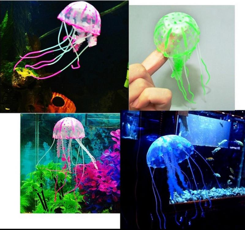 Méduses fluorescentes de Simulation d&#39;aquarium, accessoires de paysage de méduses d&#39;aquarium, ornements de méduses multicolores en option