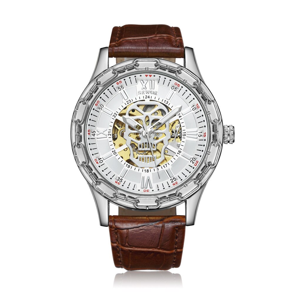 Luxe Gouden Schedel Horloges Heren Skeleton Horloges Sewor Automatische Self-Wind Mechanische Horloges Klok Relogio Masculino: 1102-08