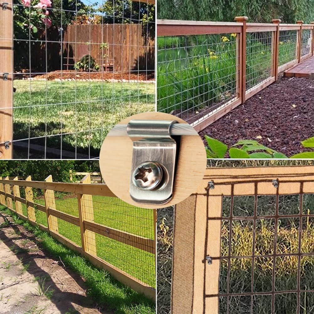 100 Pcs Fence Wire Clamps With Screws Stainless Steel Rust-Resistant Fence Mounting Clips For 12-16 Gauge Garden Yard Supplies