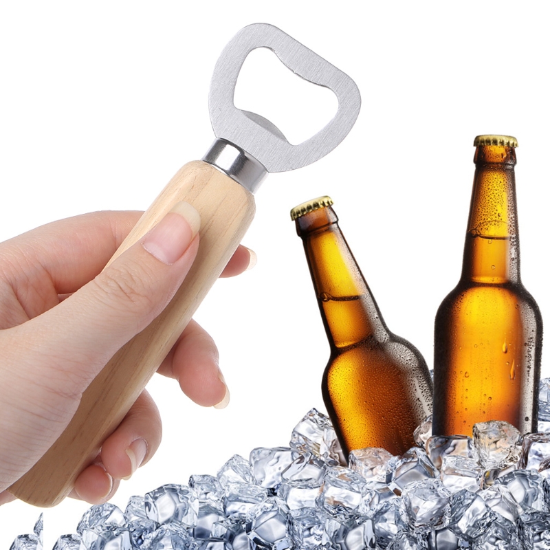 Træhåndtag håndholdt bartenderflaskeåbner til åbning af sodavand til ølcider  no28