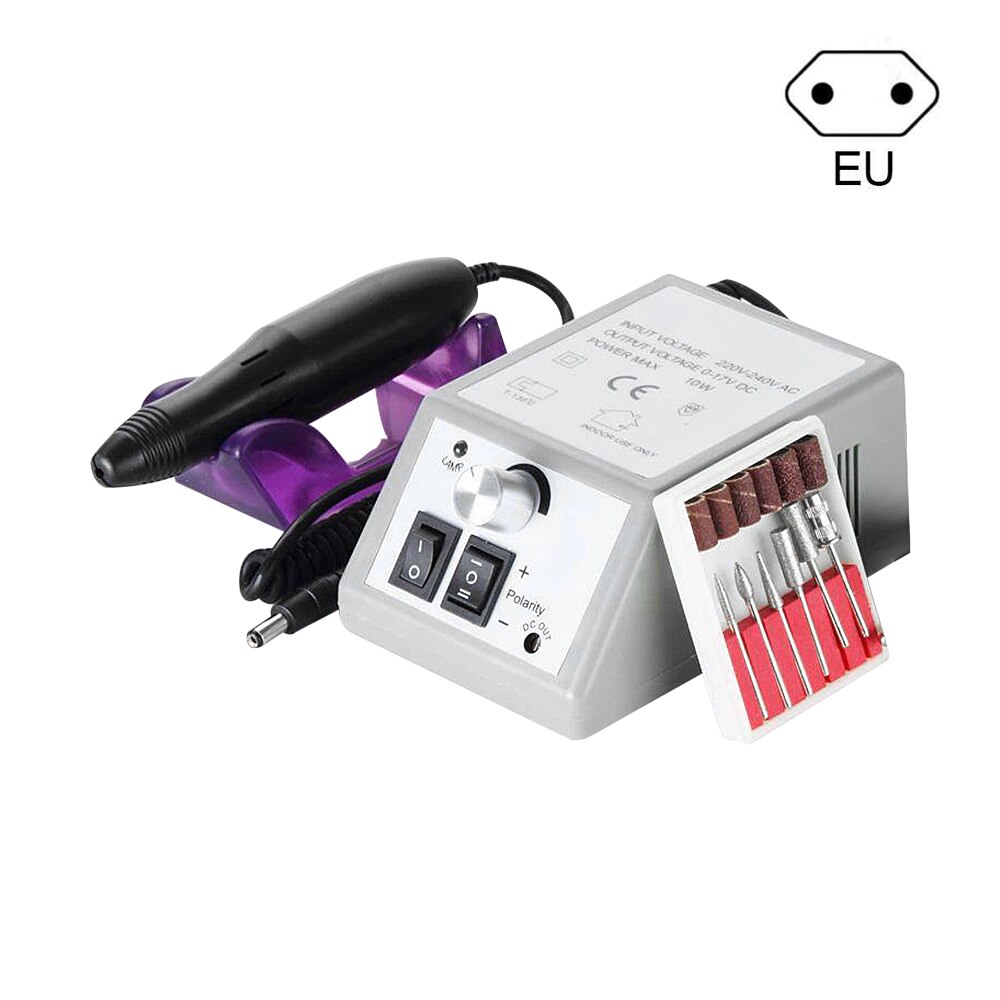 1 set elektrische manicuremachine, pen, pedicure, nagelvijl, nagelgereedschap, 6 bits, boor, nagelboormachine, apparatuur: Eu-stekker