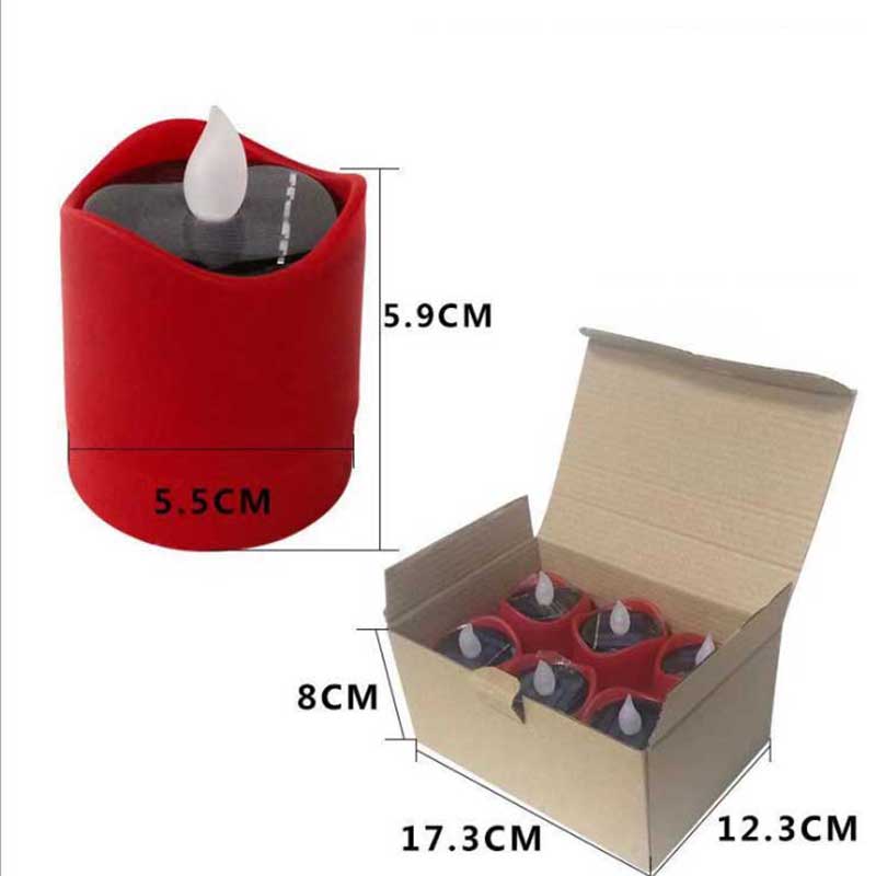 3 or 6 Pieces Waterproof Outdoor Decorative Solar LED Candles,Battery Operated Flameless Flickering Red Body For Grave Garden