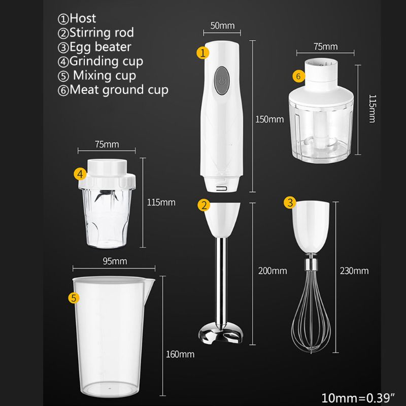 Electric Handheld Blender Set 4-in-1 Hand Mixer Multifunctional Whisk Chopper