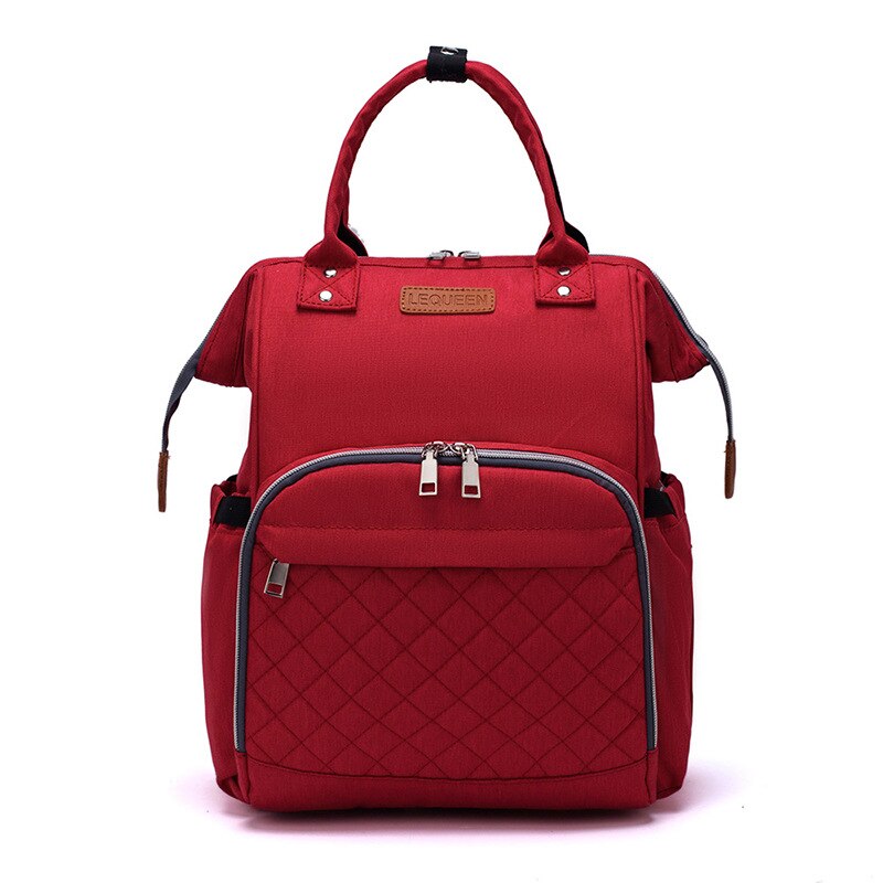 Lequeen – sac à couches pour bébé, sac à dos à bandoulière, multifonctionnel, grande capacité, étanche, rangement d'objets: Red
