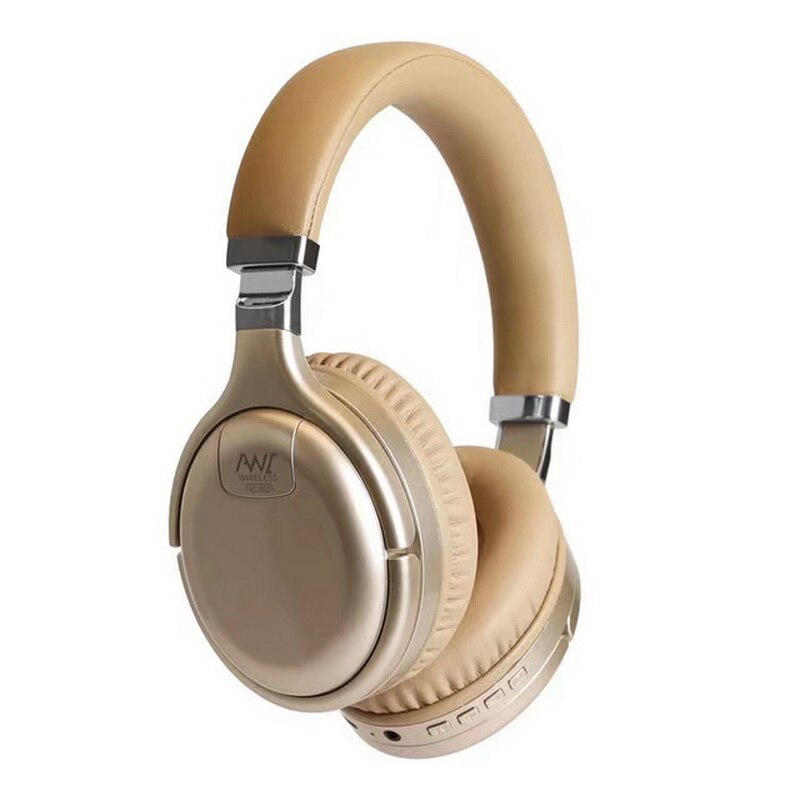 Anc Bluetooth Headset Active Noise Cancelling Draadloze 3D Stereo Hoofdtelefoon Mic Koptelefoon Deep Bass Hifi Sound Gaming Oortelefoon: Gold