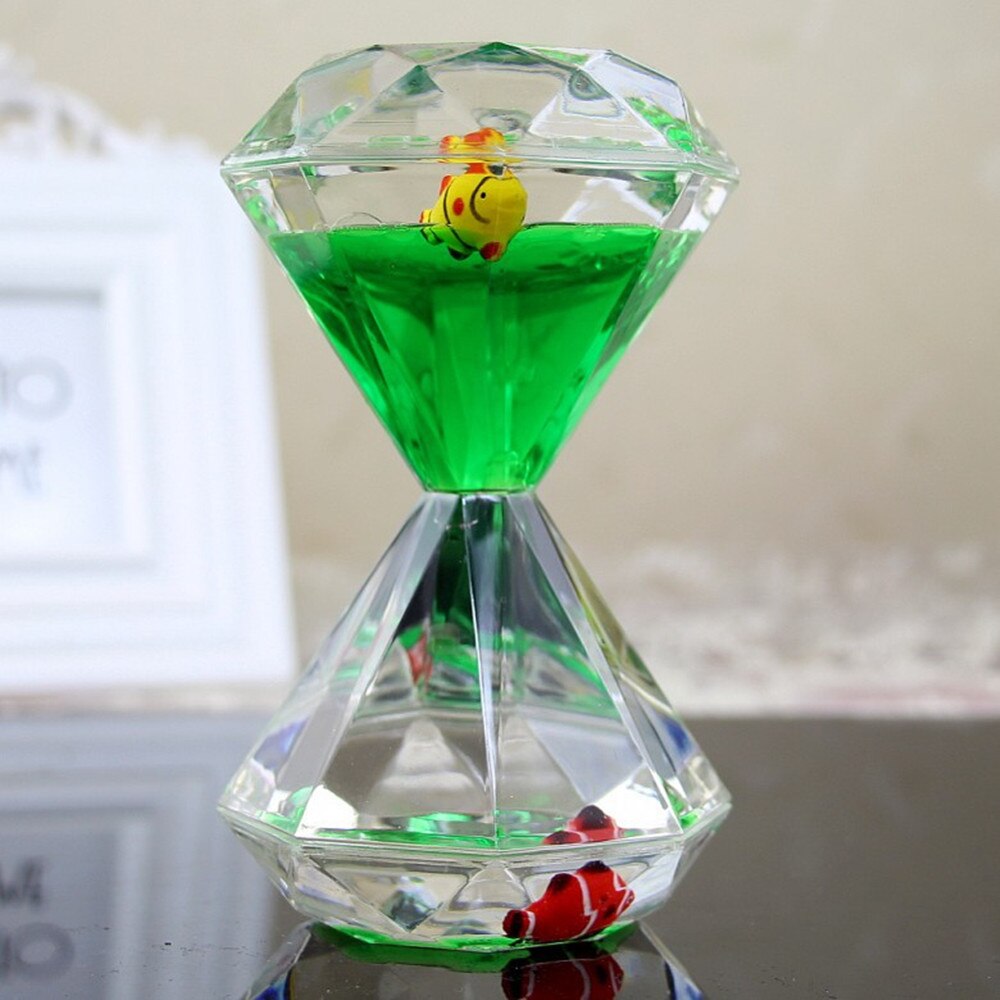 Sablier décoratif en plastique, diamant, fuite d&#39;huile, pingouin dans la vie Marine, poisson mignon, animaux de l&#39;océan, ornements de bureau, promotionnel: Green